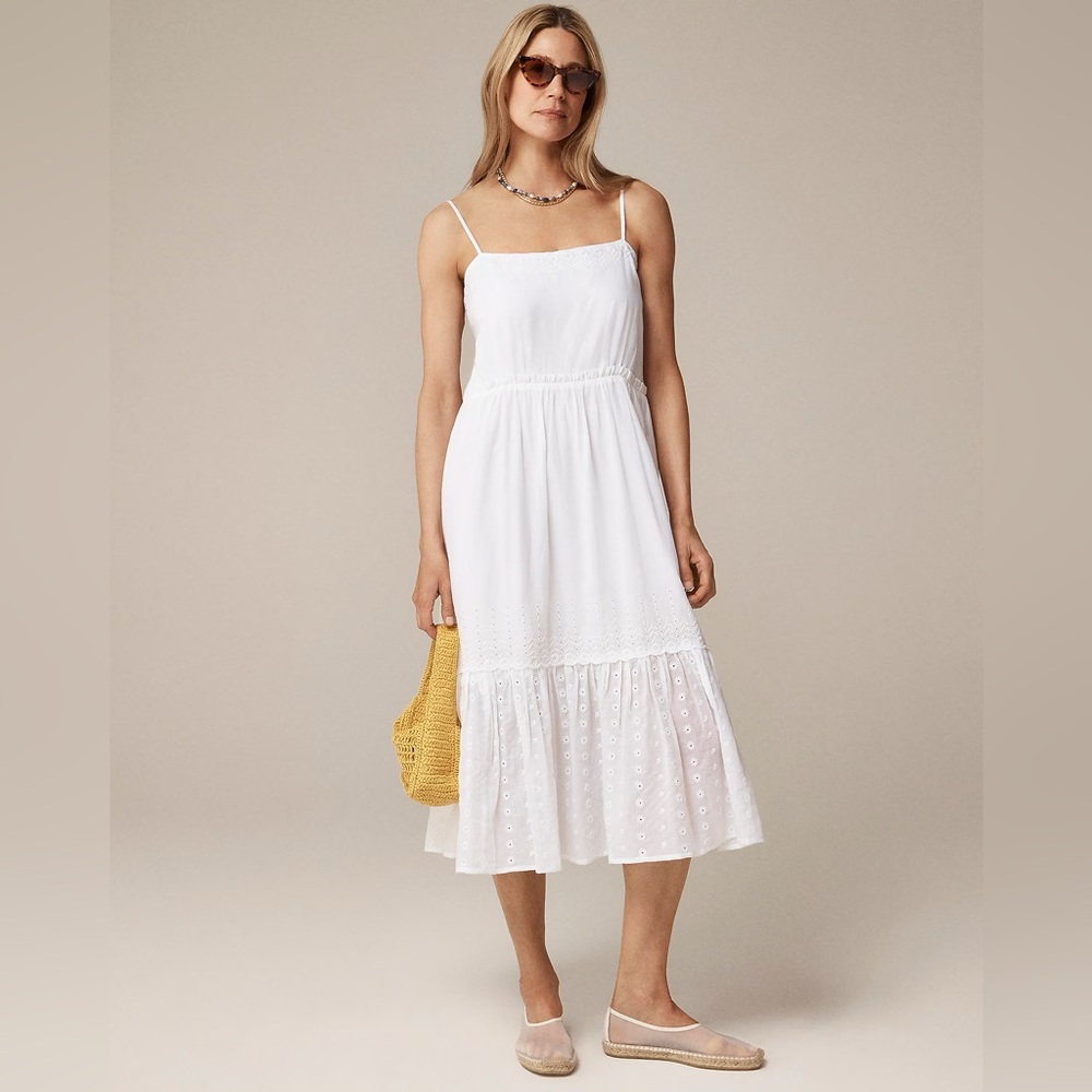 J. Crew White Eyelet Midi Dress